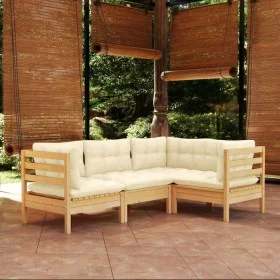 Gartenmöbel 4-teilig mit Kissen aus cremefarbenem Kiefernholz von , Gartensets - Ref: Foro24-3096370, Preis: 363,06 €, Rabatt: %