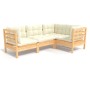 Gartenmöbel 4-teilig mit Kissen aus cremefarbenem Kiefernholz von , Gartensets - Ref: Foro24-3096370, Preis: 387,56 €, Rabatt: %