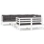 Garden furniture 8 pieces with white cushions solid pine wood by , Garden sets - Ref: Foro24-3096497, Price: 750,76 €, Discou...