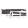 Garden furniture 8 pieces with white cushions solid pine wood by , Garden sets - Ref: Foro24-3096497, Price: 750,76 €, Discou...