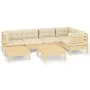 Muebles de jardín 7 pzas y cojines madera maciza de pino crema de , Conjuntos de jardín - Ref: Foro24-3096544, Precio: 586,44...