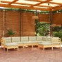 Garden furniture 9 pieces and cushions solid cream pine wood by , Garden sets - Ref: Foro24-3096707, Price: 794,10 €, Discoun...