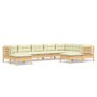 Garden furniture 9 pieces and cushions solid cream pine wood by , Garden sets - Ref: Foro24-3096707, Price: 794,10 €, Discoun...
