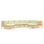 Garden furniture 9 pieces and cushions solid cream pine wood by , Garden sets - Ref: Foro24-3096707, Price: 782,42 €, Discoun...