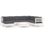 Garden furniture 8 pieces and white cushions solid pine wood by , Garden sets - Ref: Foro24-3096654, Price: 737,95 €, Discoun...