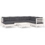 Gartenmöbel 8-teilig und weiße Kissen aus massivem Kiefernholz von , Gartensets - Ref: Foro24-3096654, Preis: 737,95 €, Rabat...