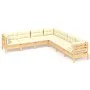 Garden furniture 7 pieces and cushions solid cream pine wood by , Garden sets - Ref: Foro24-3096791, Price: 569,63 €, Discoun...