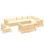 Gartenmöbel 10 Stück und Kissen aus massivem cremefarbenem Kiefernholz von , Gartensets - Ref: Foro24-3096779, Preis: 877,01 ...
