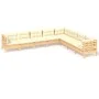 Muebles de jardín 8 pzas y cojines madera maciza de pino crema de , Conjuntos de jardín - Ref: Foro24-3096803, Precio: 715,17...