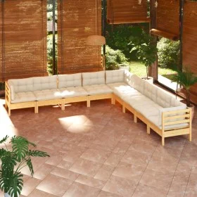 Gartenmöbel 9-teilig und Kissen aus massivem cremefarbenem Kiefernholz von , Gartensets - Ref: Foro24-3096815, Preis: 710,88 ...