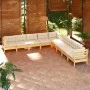 Muebles de jardín 9 pzas y cojines madera maciza de pino crema de , Conjuntos de jardín - Ref: Foro24-3096815, Precio: 755,31...