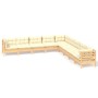 Gartenmöbel 9-teilig und Kissen aus massivem cremefarbenem Kiefernholz von , Gartensets - Ref: Foro24-3096815, Preis: 770,29 ...