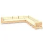 Muebles de jardín 9 pzas y cojines madera maciza de pino crema de , Conjuntos de jardín - Ref: Foro24-3096815, Precio: 755,31...
