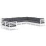 Garden furniture 10 pieces and white cushions solid pine wood by , Garden sets - Ref: Foro24-3096912, Price: 915,84 €, Discou...