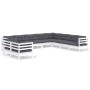 Muebles de jardín 10 pzas y cojines blanco madera maciza pino de , Conjuntos de jardín - Ref: Foro24-3096912, Precio: 927,91 €