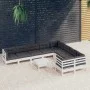 Muebles de jardín 10 pzas con cojines blanco madera de pino de , Conjuntos de jardín - Ref: Foro24-3096990, Precio: 881,71 €,...