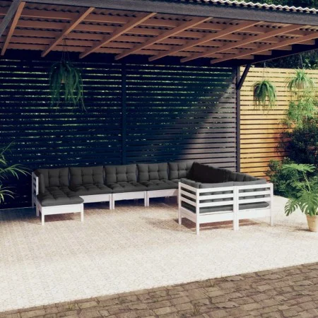 Gartenmöbel 10 Stück mit Kissen aus weißem Kiefernholz von , Gartensets - Ref: Foro24-3097032, Preis: 881,71 €, Rabatt: %
