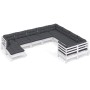 Muebles de jardín 10 pzas con cojines blanco madera de pino de , Conjuntos de jardín - Ref: Foro24-3097032, Precio: 893,27 €