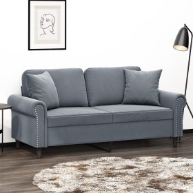 2-Sitzer-Sofa mit dunkelgrauen Samtkissen 140 cm von , Sofas - Ref: Foro24-3200946, Preis: 239,35 €, Rabatt: %