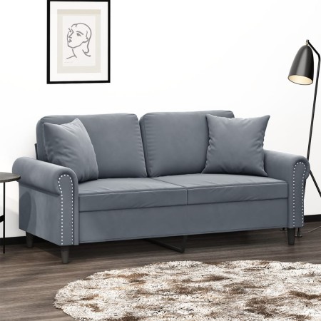 2-seater sofa with dark gray velvet cushions, 140 cm by , Sofas - Ref: Foro24-3200946, Price: 239,35 €, Discount: %