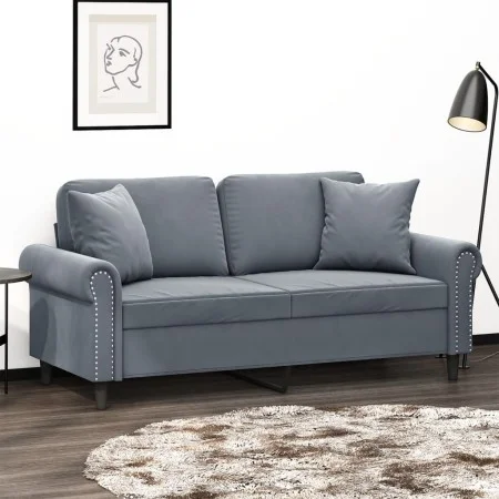 2-Sitzer-Sofa mit dunkelgrauen Samtkissen 140 cm von , Sofas - Ref: Foro24-3200946, Preis: 235,80 €, Rabatt: %