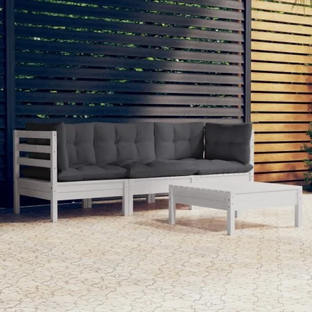 4-piece garden furniture set with gray anthracite pine wood cushions by , Garden sets - Ref: Foro24-3096107, Price: 358,73 €,...