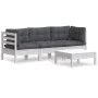 4-piece garden furniture set with gray anthracite pine wood cushions by , Garden sets - Ref: Foro24-3096107, Price: 358,73 €,...