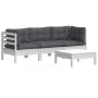 4-piece garden furniture set with gray anthracite pine wood cushions by , Garden sets - Ref: Foro24-3096107, Price: 358,73 €,...