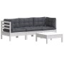 4 Stück Gartenmöbel mit anthrazitgrauen Kissen aus Kiefernholz von , Gartensets - Ref: Foro24-3096107, Preis: 363,46 €, Rabat...