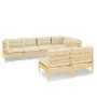 7-piece garden furniture set with solid pine wood cream cushions by , Garden sets - Ref: Foro24-3096442, Price: 536,13 €, Dis...