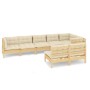 Muebles de jardín 8 pzas y cojines madera maciza de pino crema de , Conjuntos de jardín - Ref: Foro24-3096454, Precio: 716,72 €