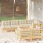 8 Stk. Gartenmöbel und Kissen massives Zirbenholz creme von , Gartensets - Ref: Foro24-3096496, Preis: 726,45 €, Rabatt: %