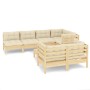 8 Stk. Gartenmöbel und Kissen massives Zirbenholz creme von , Gartensets - Ref: Foro24-3096496, Preis: 726,45 €, Rabatt: %
