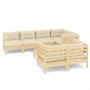 Muebles de jardín 8 pzas y cojines madera maciza de pino crema de , Conjuntos de jardín - Ref: Foro24-3096496, Precio: 716,15...