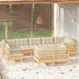 Gartenmöbel 9 Stk. und Kissen massives Zirbenholz creme von , Gartensets - Ref: Foro24-3096526, Preis: 789,02 €, Rabatt: %