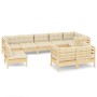 Gartenmöbel 9 Stk. und Kissen massives Zirbenholz creme von , Gartensets - Ref: Foro24-3096526, Preis: 789,02 €, Rabatt: %