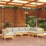 7-piece garden furniture set with solid pine wood cream cushions by , Garden sets - Ref: Foro24-3096719, Price: 536,13 €, Dis...