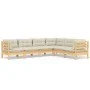 Muebles de jardín 6 pzas y cojines madera maciza de pino crema de , Conjuntos de jardín - Ref: Foro24-3096683, Precio: 520,92...