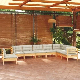 8 Stk. Gartenmöbel und Kissen massives Zirbenholz creme von , Gartensets - Ref: Foro24-3096731, Preis: 715,17 €, Rabatt: %