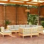 Muebles de jardín 9 pzas y cojines madera maciza de pino crema de , Conjuntos de jardín - Ref: Foro24-3096767, Precio: 775,07...