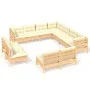 Muebles de jardín 11 pzas y cojines madera maciza de pino crema de , Conjuntos de jardín - Ref: Foro24-3096863, Precio: 890,6...