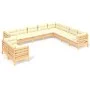 Muebles de jardín 10 pzas y cojines madera maciza de pino crema de , Conjuntos de jardín - Ref: Foro24-3096911, Precio: 861,2...