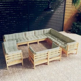 Garden furniture set of 12 pieces with solid pine wood cushions. by , Garden sets - Ref: Foro24-3096947, Price: 957,87 €, Dis...