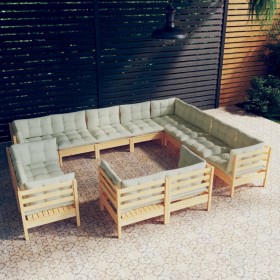 Muebles de jardín 12 piezas y cojines madera maciza de pino de , Conjuntos de jardín - Ref: Foro24-3096947, Precio: 1,00 €, D...