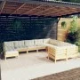 Muebles de jardín 10 piezas y cojines madera de pino crema de , Conjuntos de jardín - Ref: Foro24-3097031, Precio: 844,02 €, ...