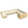 Muebles de jardín 10 piezas y cojines madera de pino crema de , Conjuntos de jardín - Ref: Foro24-3097031, Precio: 844,02 €, ...