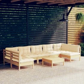Muebles de jardín 8 piezas cojines madera maciza de pino de , Conjuntos de jardín - Ref: Foro24-3097169, Precio: 697,67 €, De...