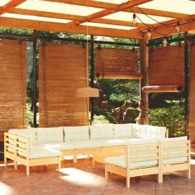10 Stk. Gartenmöbel und Kissen massives Zirbenholz creme von , Gartensets - Ref: Foro24-3097205, Preis: 782,94 €, Rabatt: %