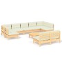 10 Stk. Gartenmöbel und Kissen massives Zirbenholz creme von , Gartensets - Ref: Foro24-3097205, Preis: 836,47 €, Rabatt: %