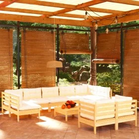Garden furniture 10 pieces and solid pine wood cream cushions by , Garden sets - Ref: Foro24-3097253, Price: 802,08 €, Discou...
